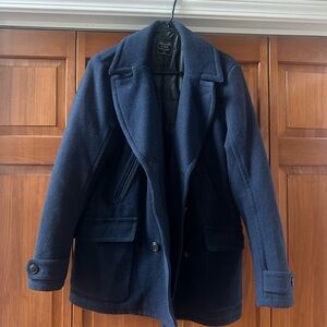 Abercrombie & Fitch Navy Coat with Quilted Lining